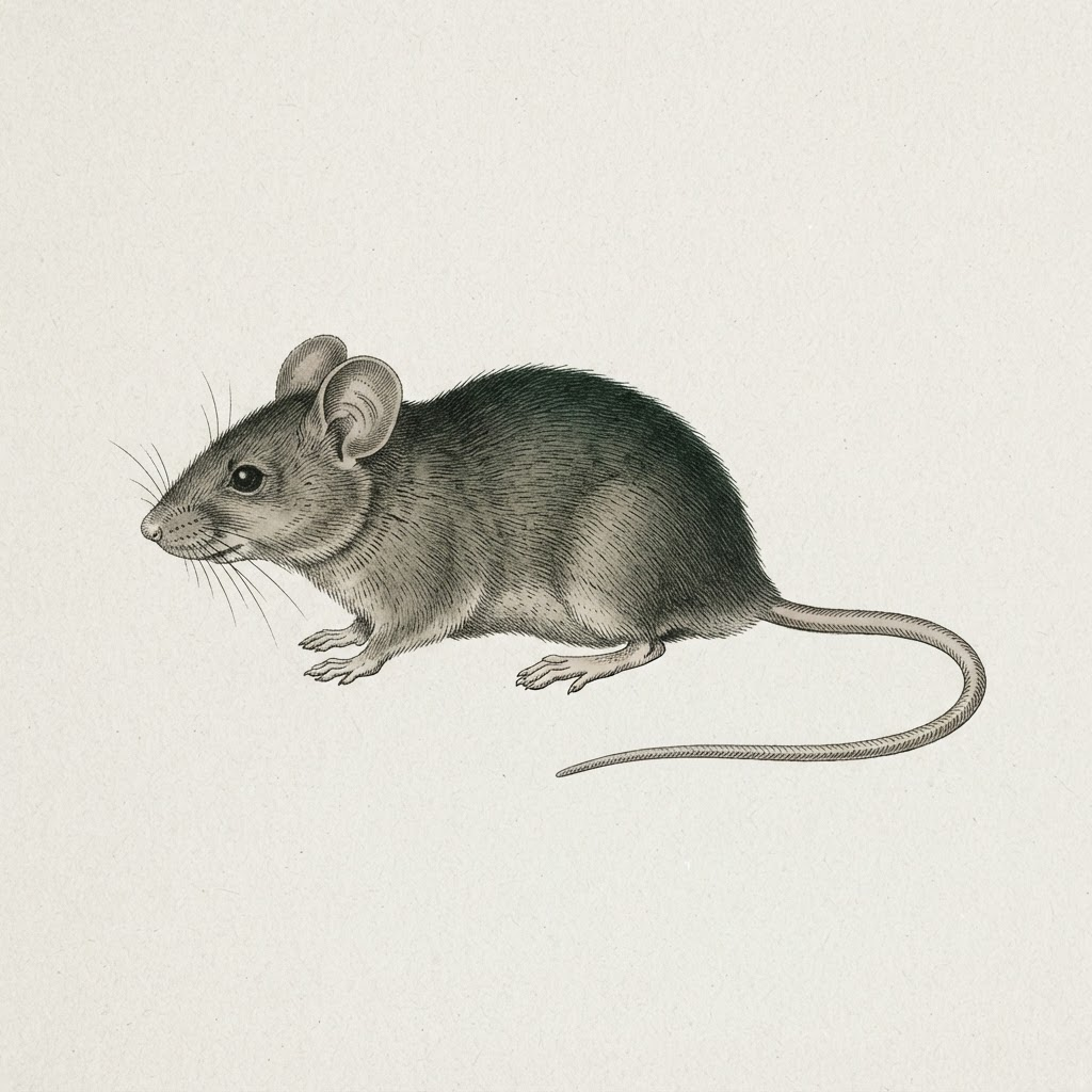 Souris grise (Mus musculus) de profil